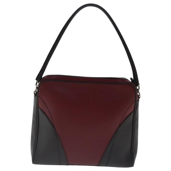 PRADA Shoulder Bag Leather Red Silver Auth bs19227 - Picture 2 of 16